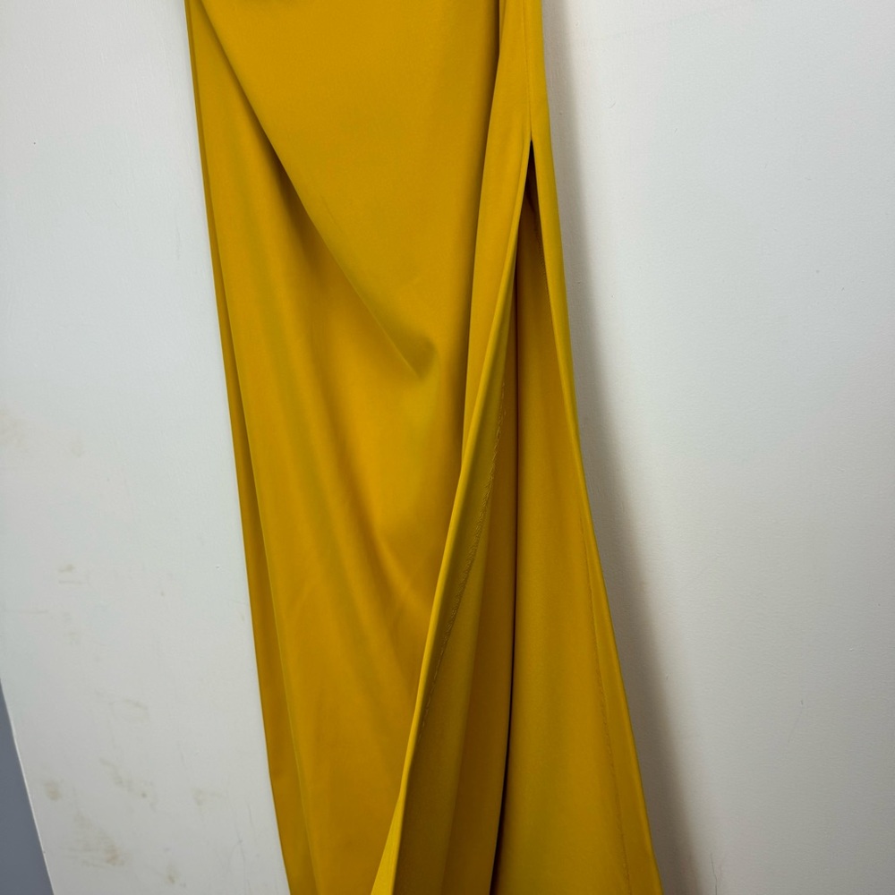 NWT ZARA Strapless Maxi Dress Sz Small Golden Yellow Side Pleats Ruched - Picture 13 of 16